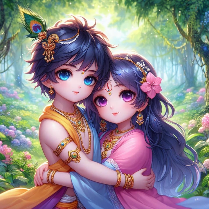 Beautiful Love Cute Radha Krishna DP