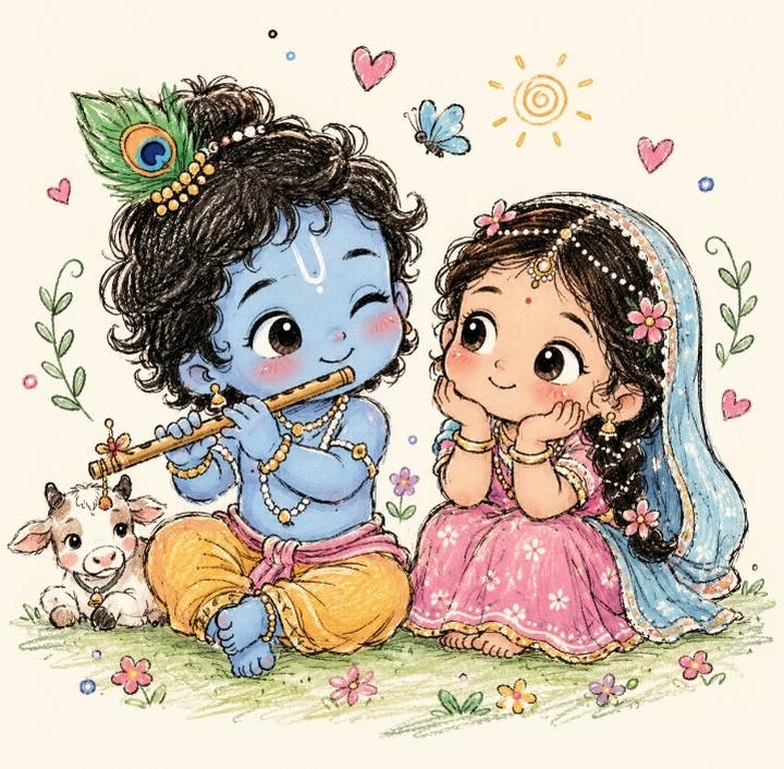 Cartoon Love Cute Radha Krishna DP