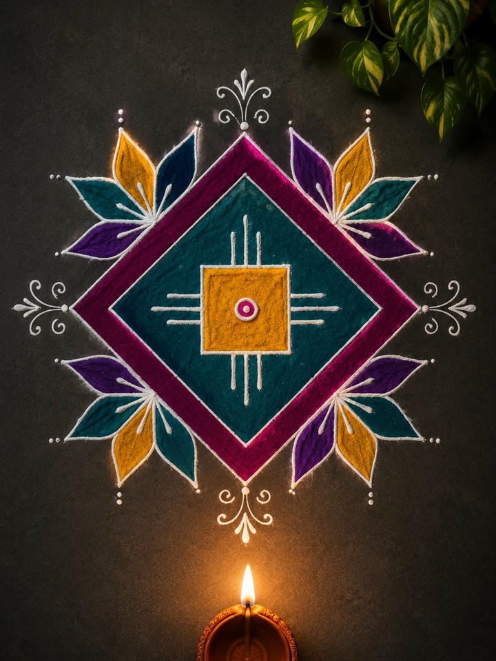 Dhanteras Rangoli with flowers
