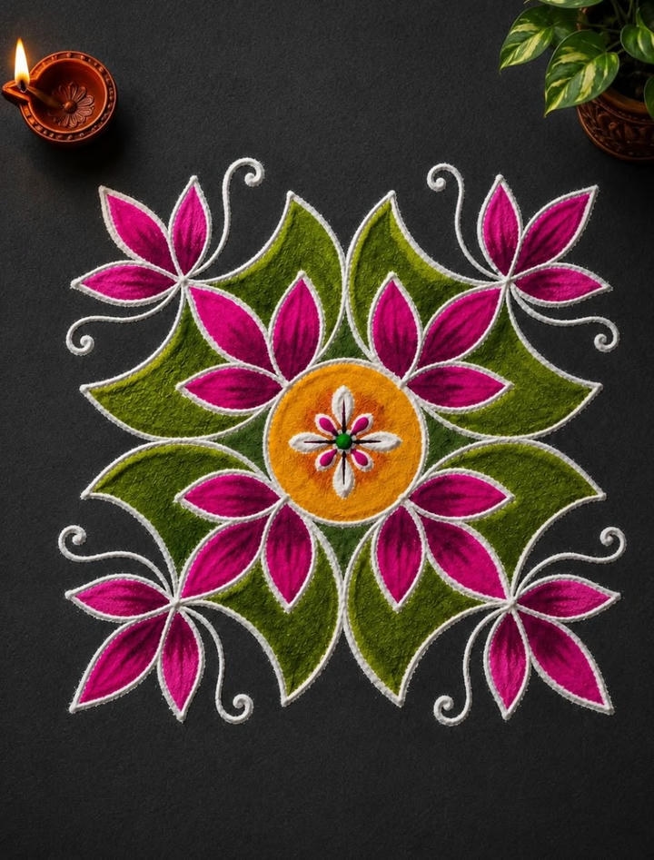 Flower Simple Rangoli Design
