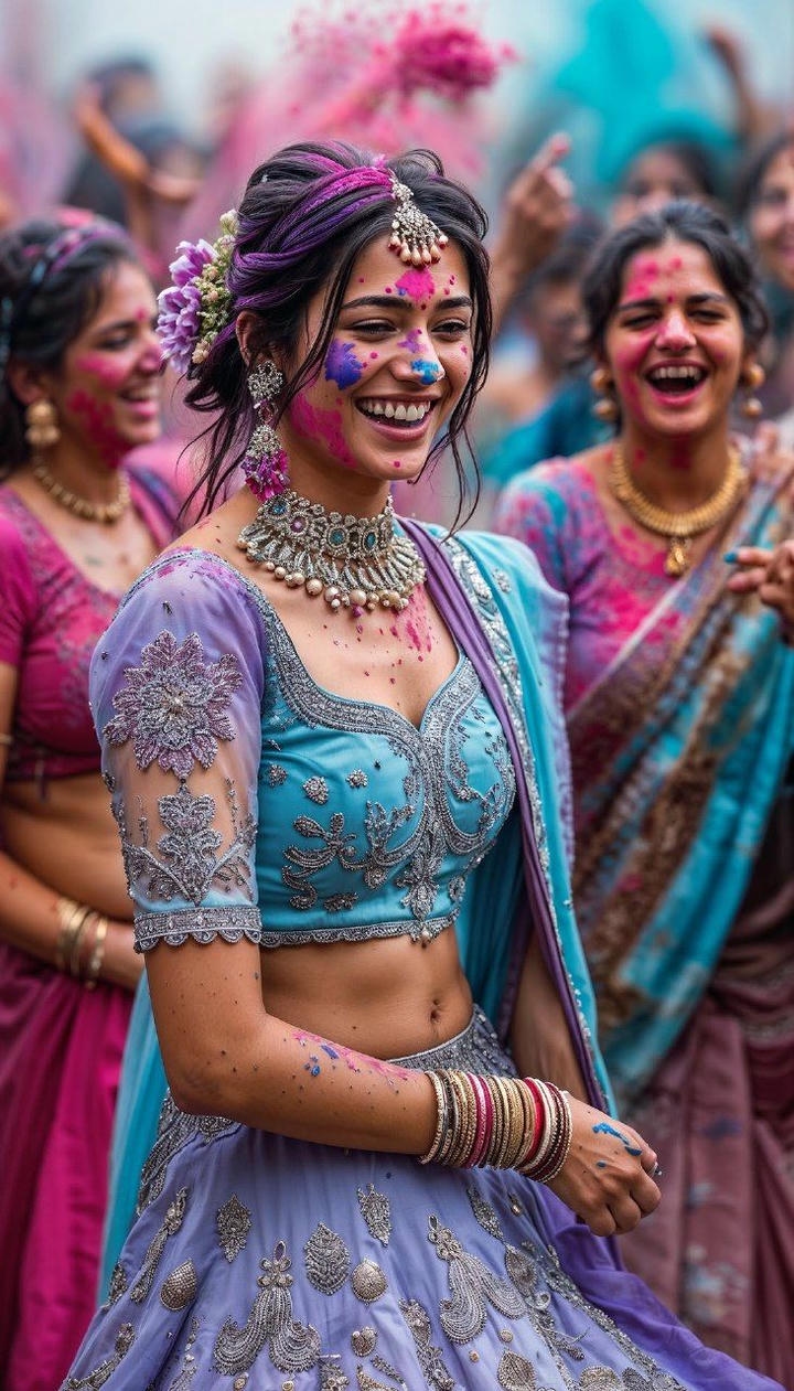 Holi Festival Dancing Girl Photo