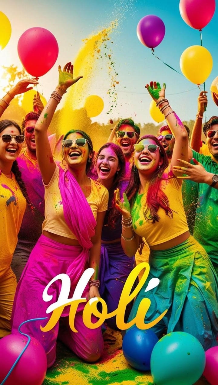 Holi Festival Girl Colour Splash Photo