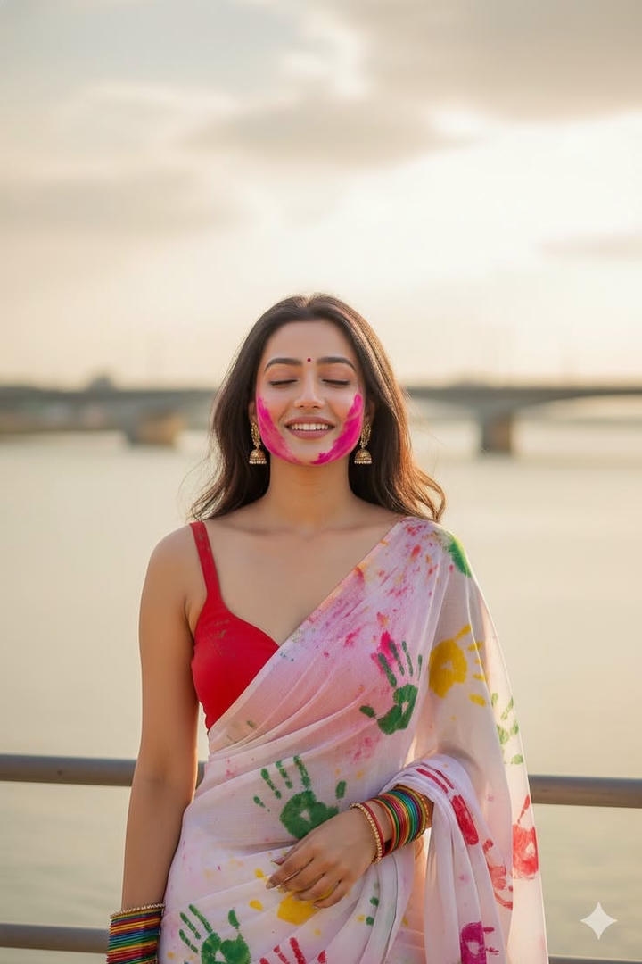 Holi Festival Girl Colourful Image