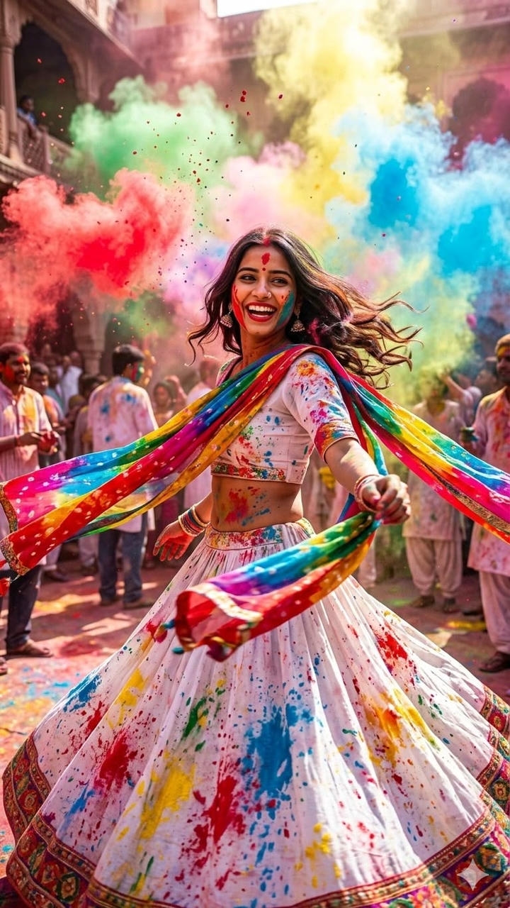 Holi Festival Girl Photo