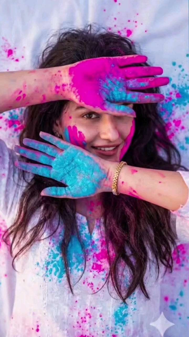 Holi Festival Girl Powder Play Pic
