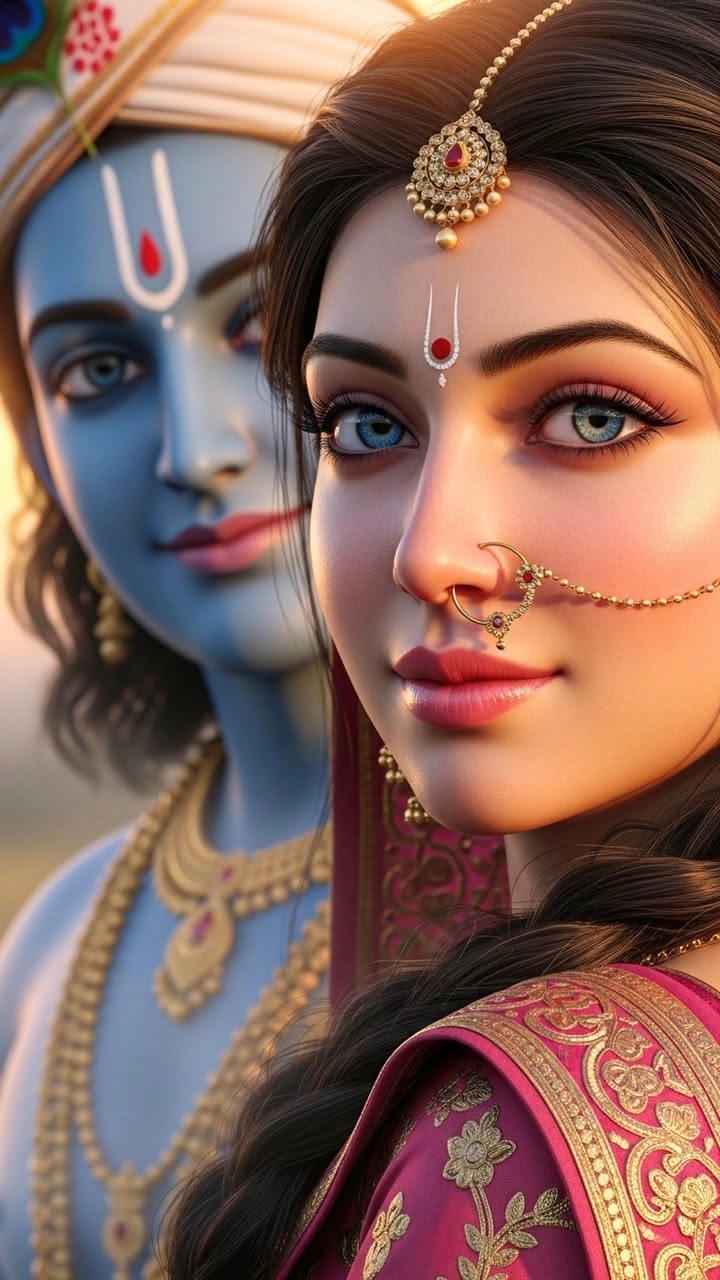 Hot Radha Rani and Krishna romantic shots