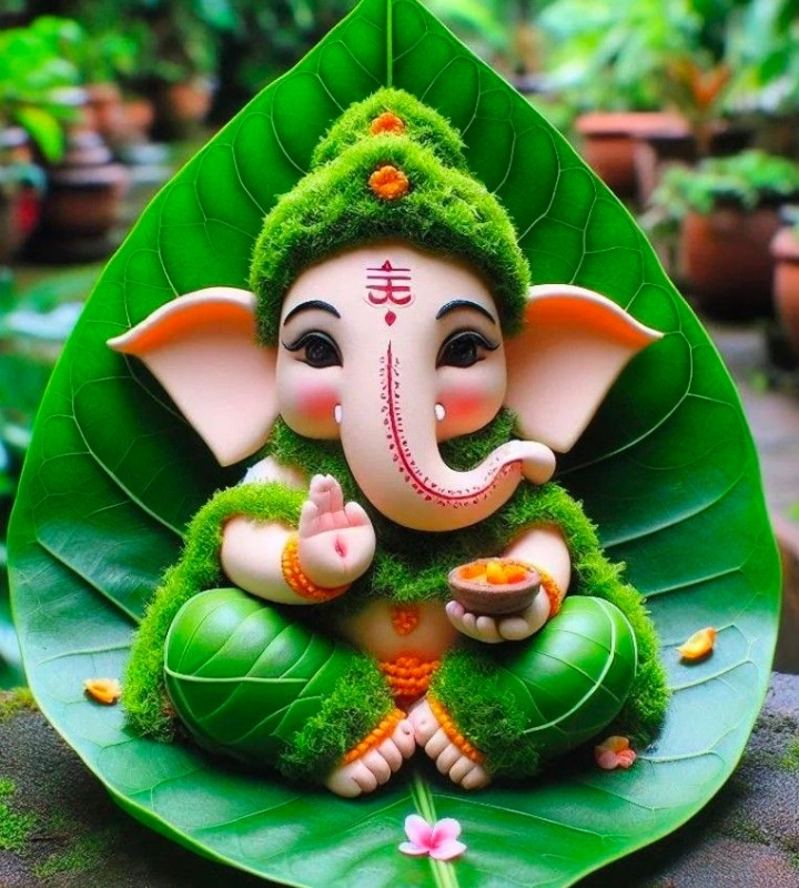 Stylish elephant head baby Ganesh