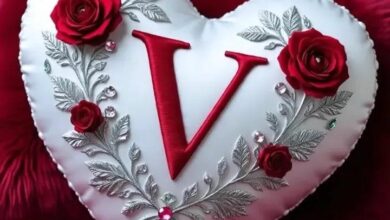 V Letter DP with Heart