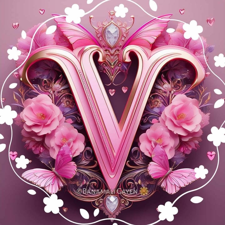 V Letter Love WhatsApp DP
