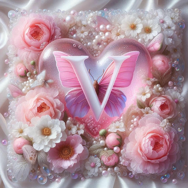 V Name DP with Love Symbol