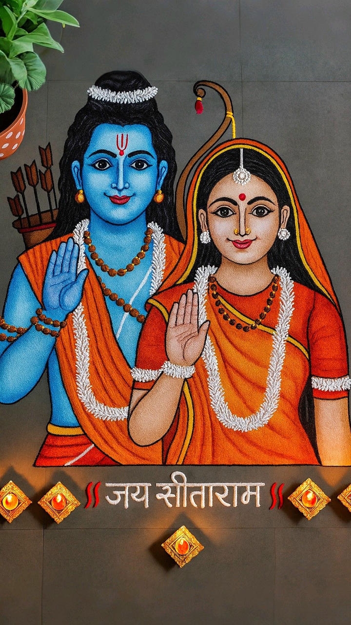 jai shree ram rangoli design pics
