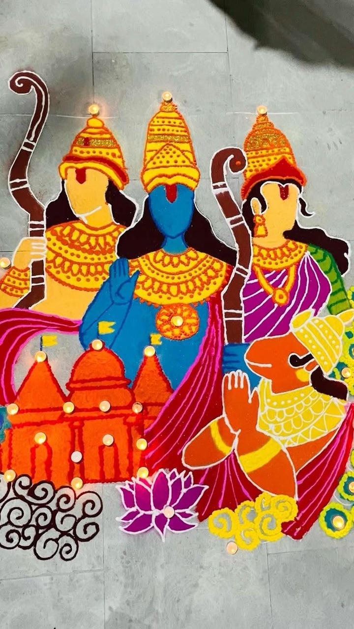 jai shree ram rangoli drawing