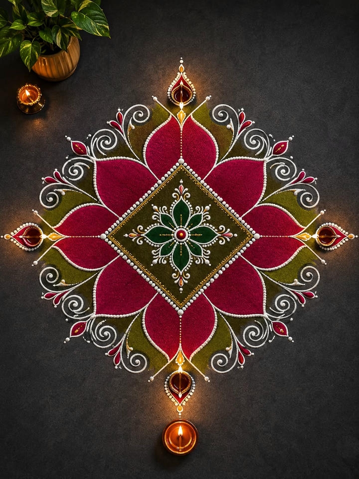 rangoli kolam with dots