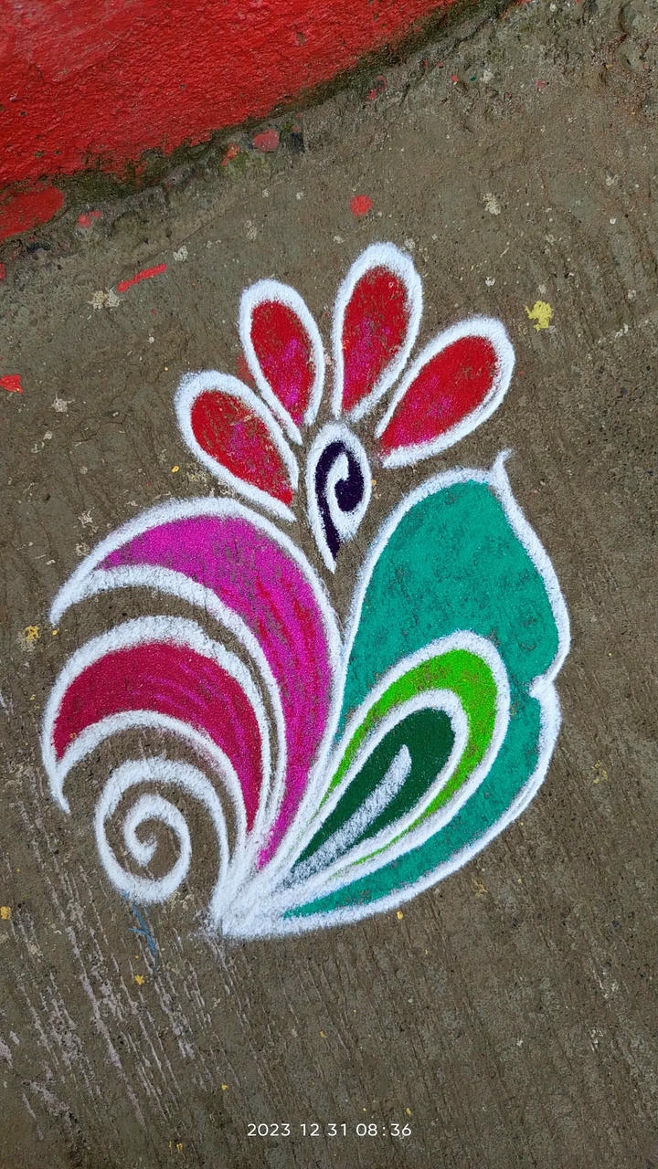 simple flower rangoli