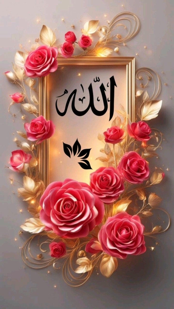 Allah name DP English with roses