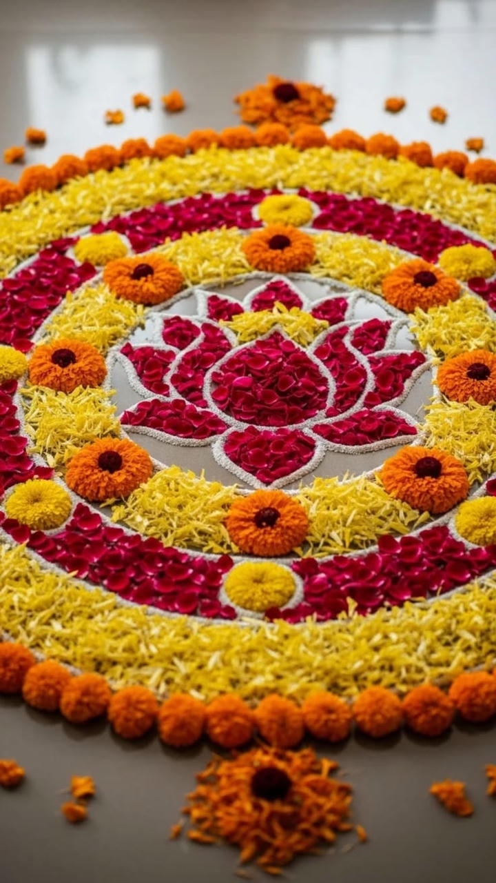 Colourful Flower Rangoli Design