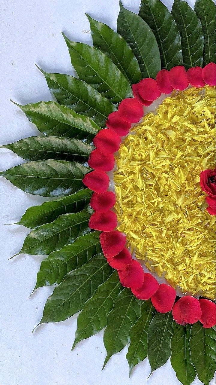 Flower Rangoli Design at Door