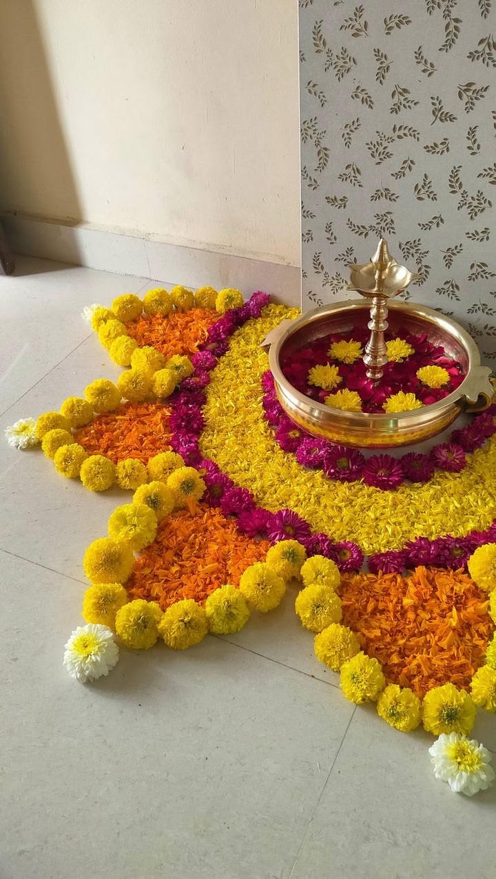 Flower Rangoli Design for Diwali