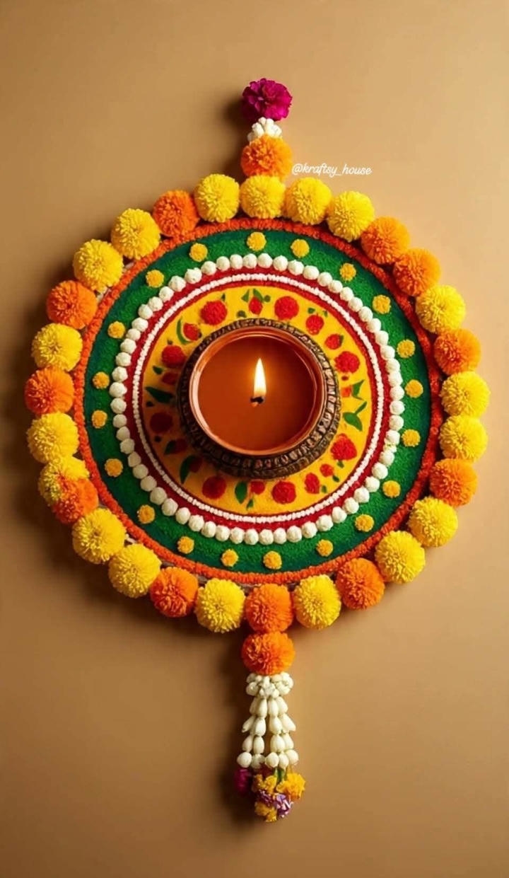 Flower Rangoli Design for Entrance