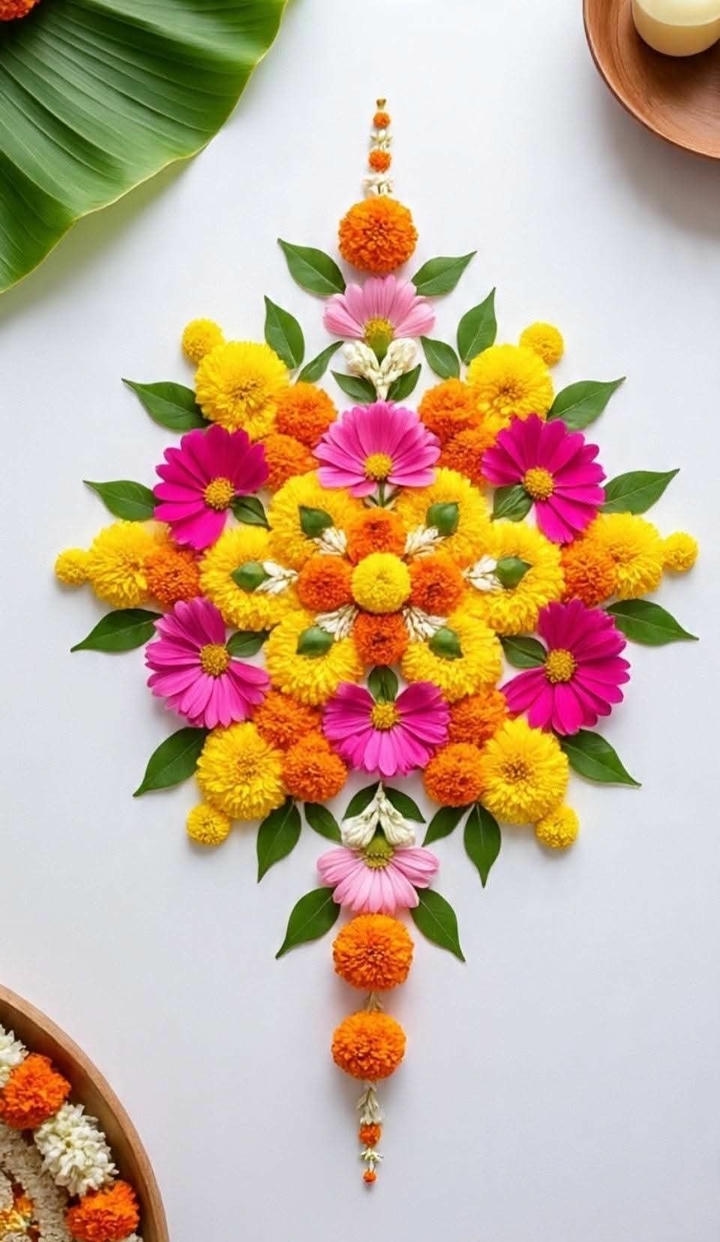 Flower Rangoli Design for Onam