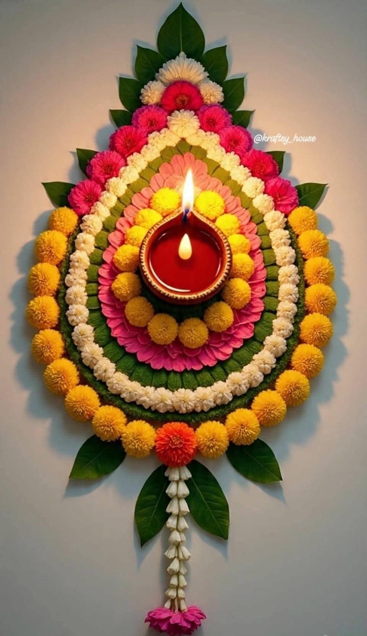 Flower Rangoli Design with Colours