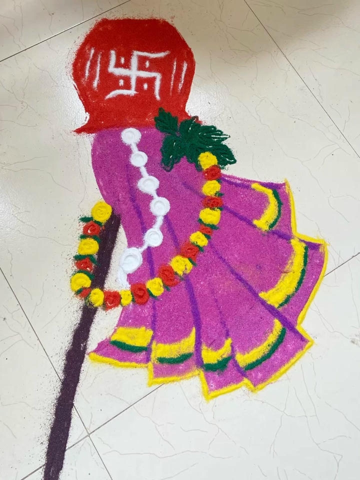 Gudi Padwa Rangoli With Flowers