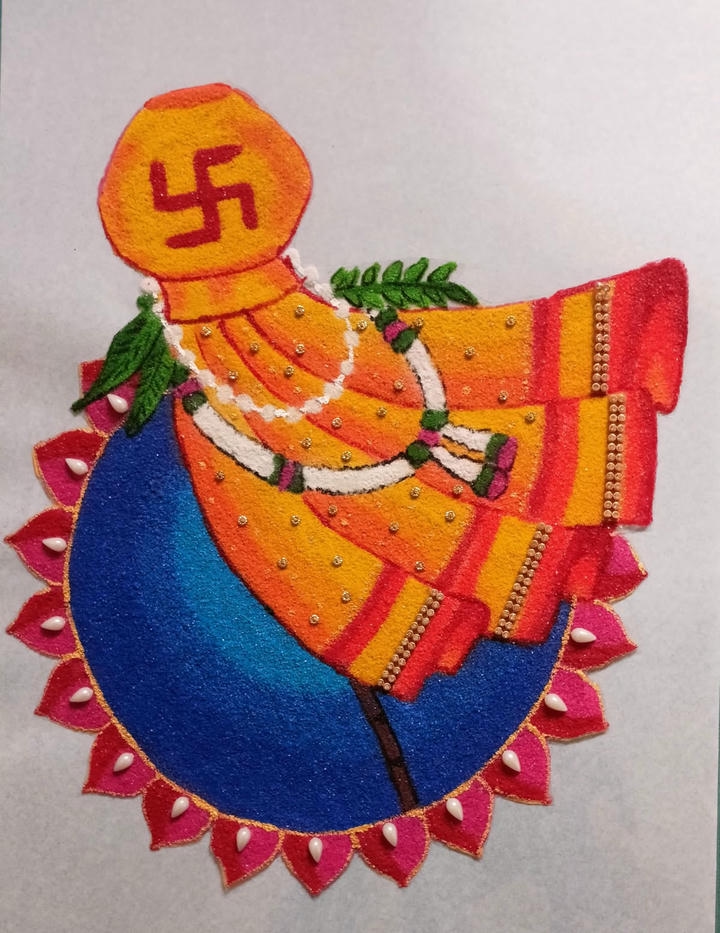 Gudi Padwa Rangoli With Gudi