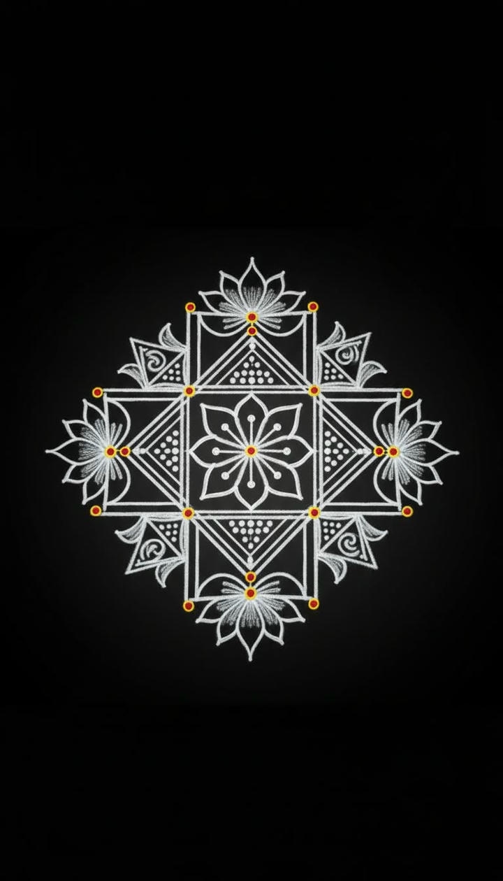 dasara rangoli with flowers