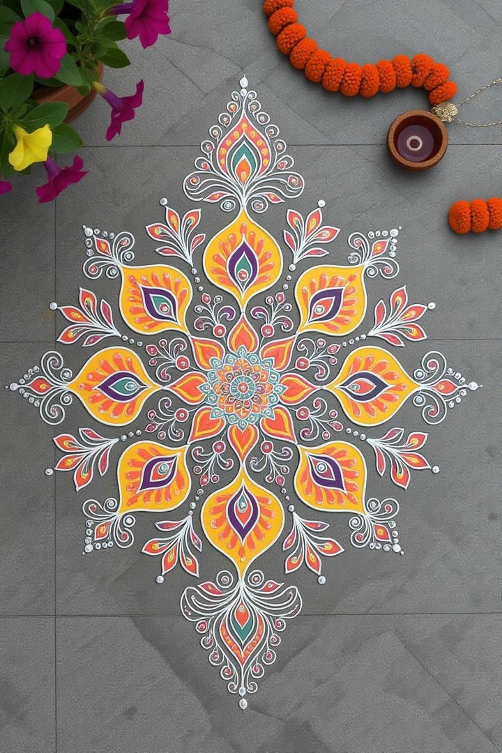 diya rangoli design for diwali easy and beautiful