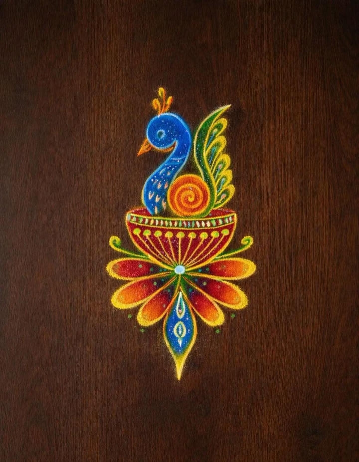 easy diya rangoli design for diwali