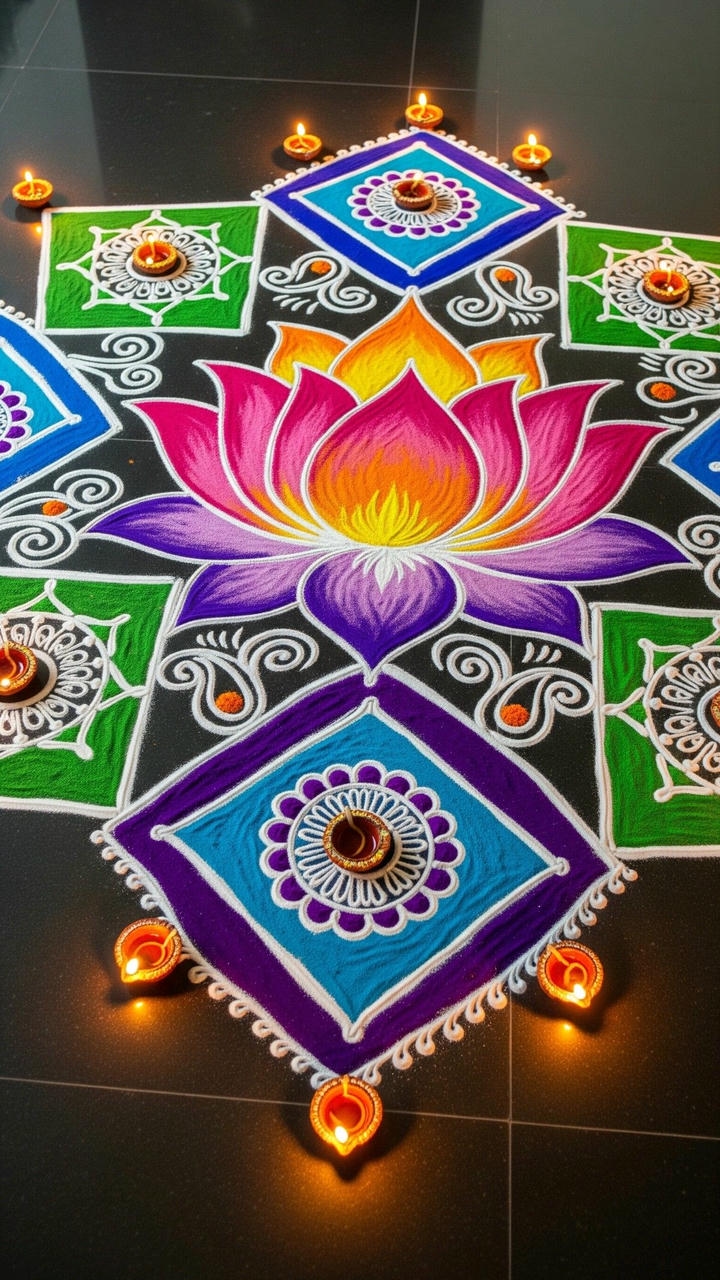 flower rangoli design photo