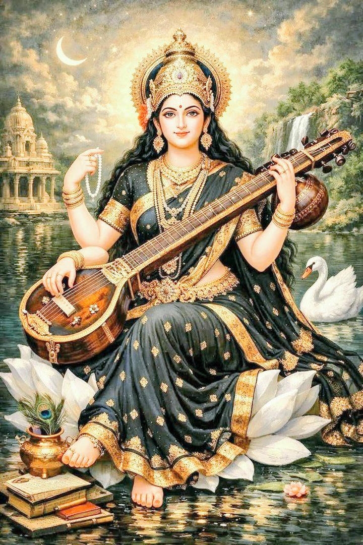 goddess saraswati photo 4k