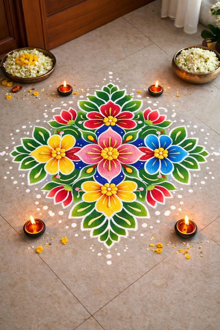 rangoli design for diwali easy and beautiful with colours