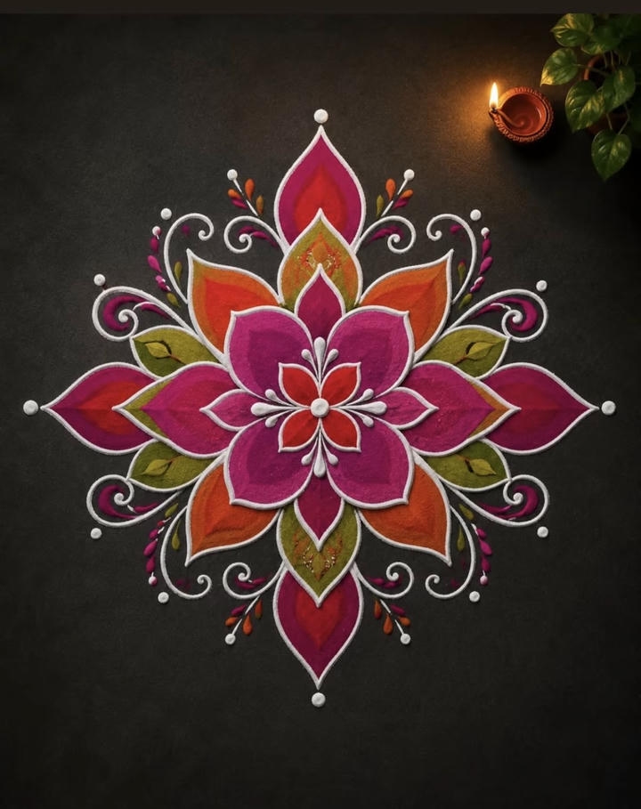 rangoli design for diwali easy and beautiful with diya