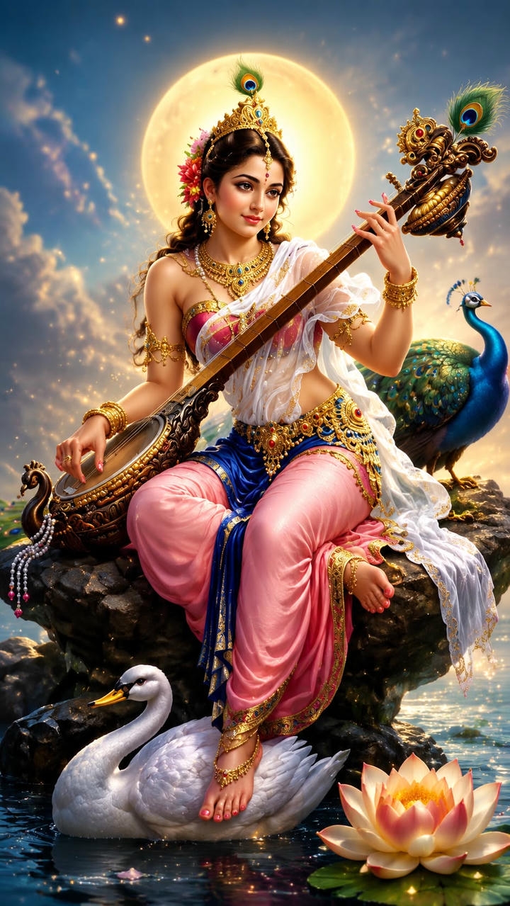 saraswati maa mobile wallpaper