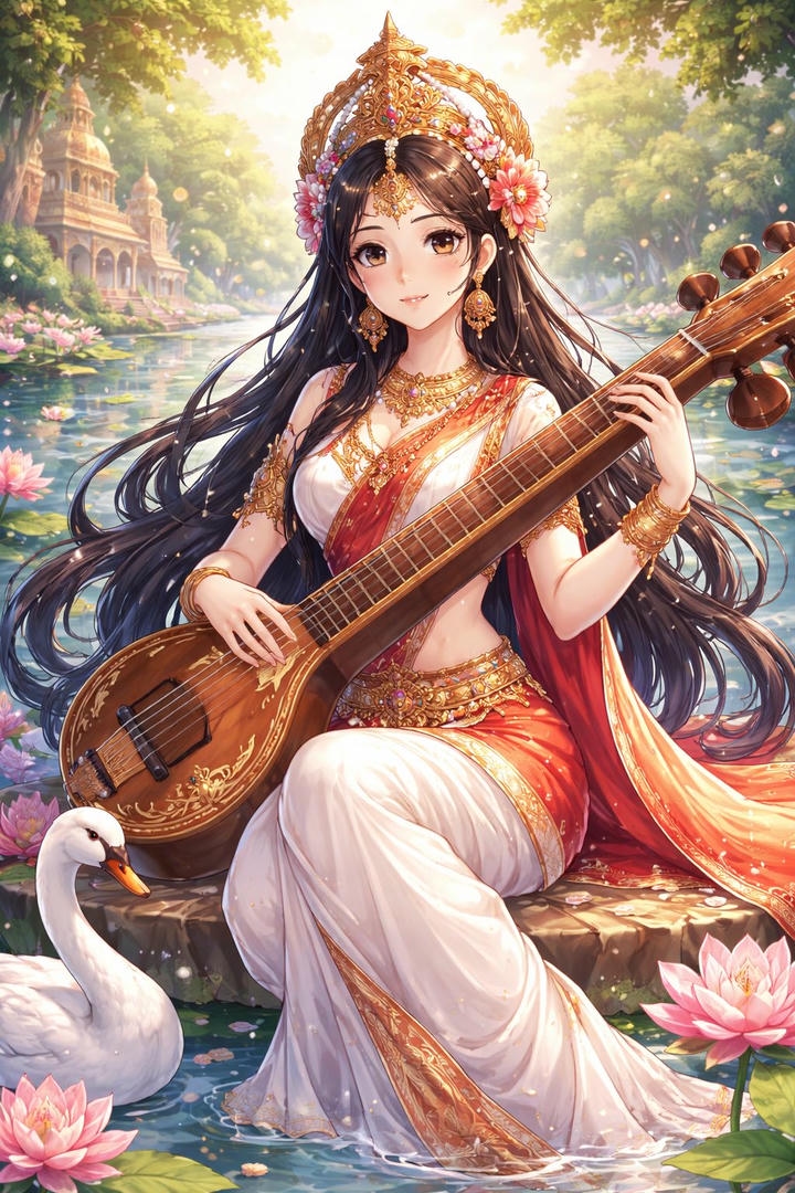 saraswati maa wallpaper 4k