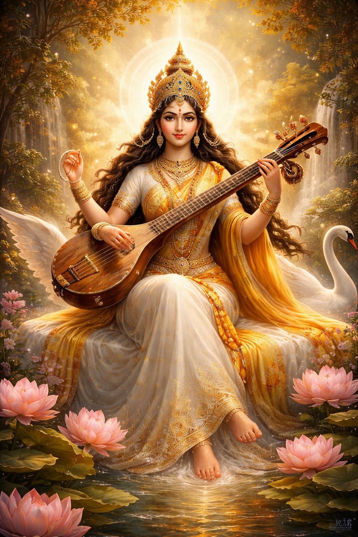 saraswati mata 4k wallpaper