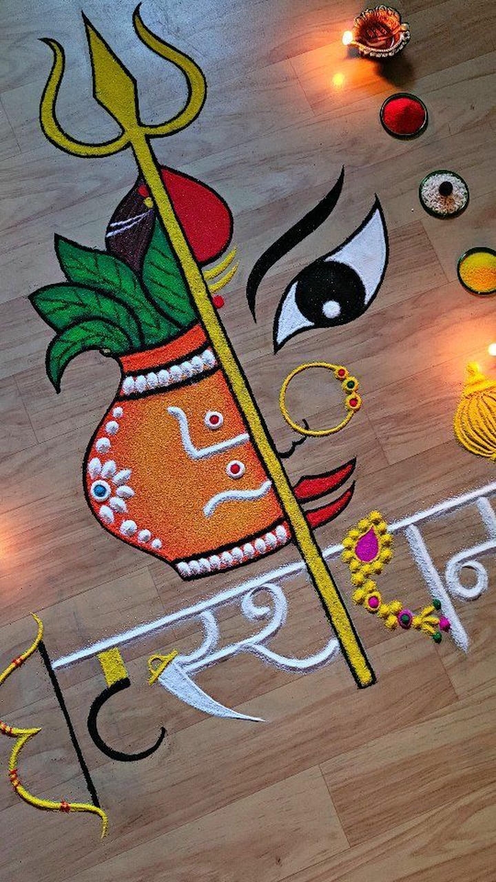 simple dasara rangoli